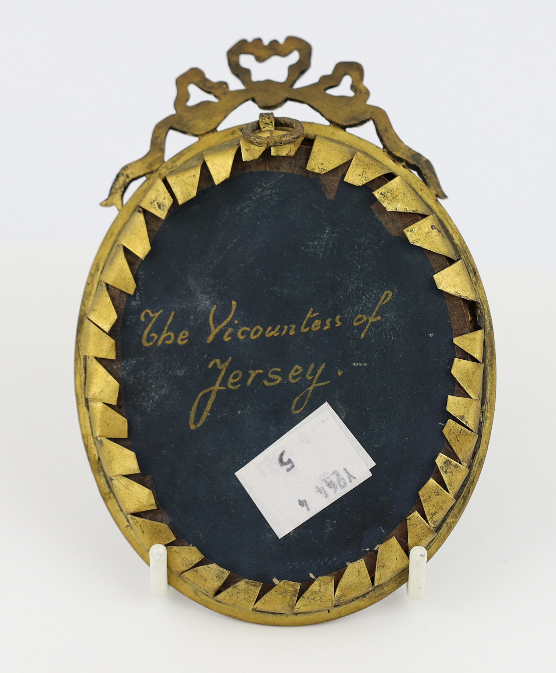 After Ozias Humphrey (English, 1742-1810), Portrait miniature of Sarah Villiers, Viscountess of Jersey, watercolour on ivory, 8.7 x 7cm. CITES Submission reference CZ9HM9C7
